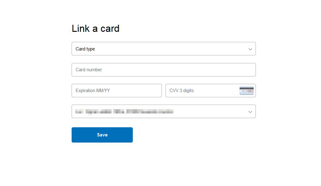 here you can choose whether you wish to link a card or bank account in the first case a new page will open that will allow you to enter your credit card - fortnite payment issues